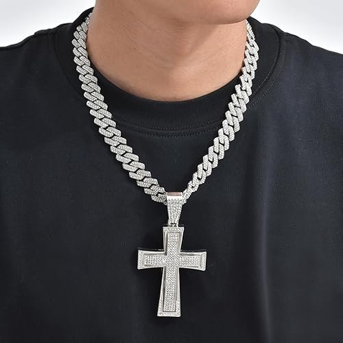 92.5 silver hip hop cross iced out pendant