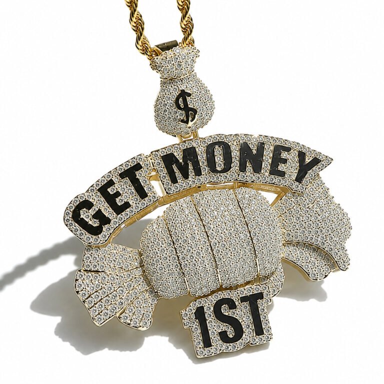 925 sterling silver iced-out basketball style pendant for men