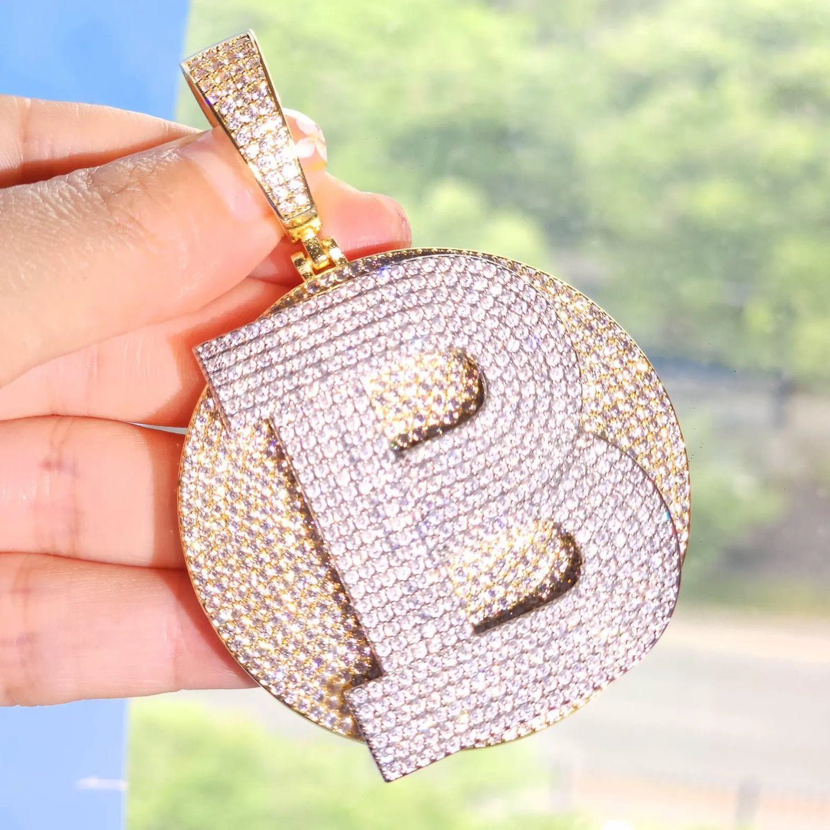 Custom iced-out letter B hip hop pendant for men