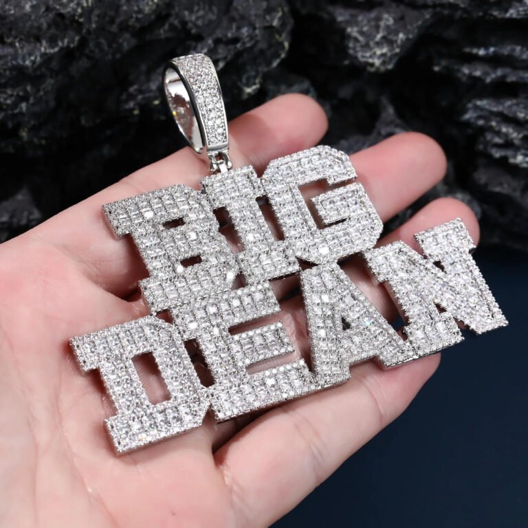 Custom iced-out varsity letter name pendant for men