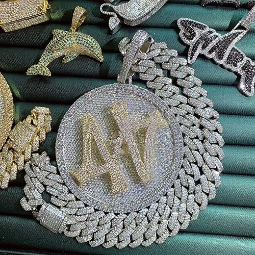 Iced out 92.5 sterling silver 44 spinner hip hop pendant for men